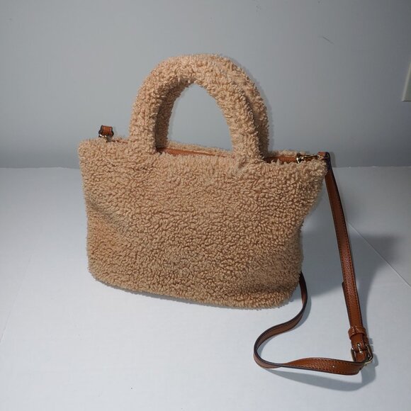 MIX NO. 6 Caiti Faux Fur 2 handles Satchel Tan - Picture 1 of 10